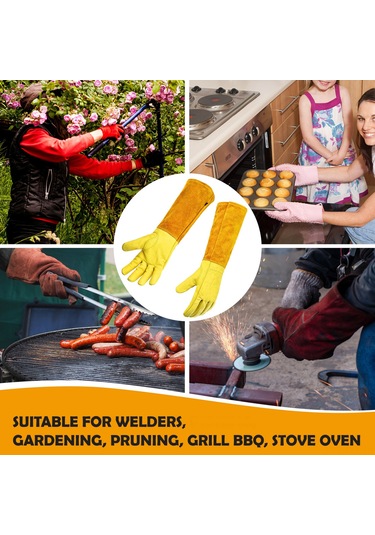 Yaleker Bahçe Çalışmaları İçin Deri Eldiven, Taban Kaymazlı, Uzun Kollü, Kahverengi, S Beden - Bahçe Bakımı Ve Çiçek Aşısı İçin Dayanıklı Eldivenler