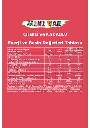 Fellas Çilek ve Kakaolu Mini Kids Meyve Bar 12 x 28 G