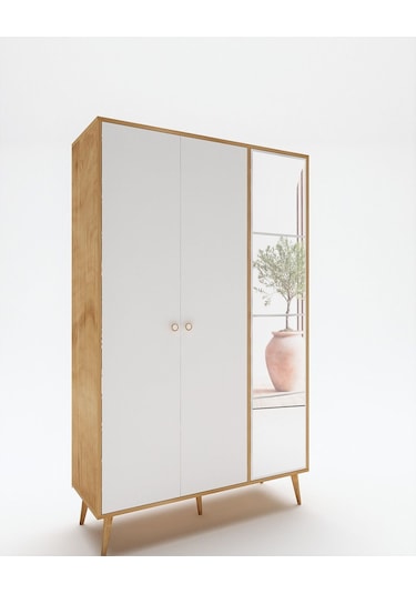 Floradesign Atlantis Aynalı Gardırop /elbise Dolabı / Üç Kapaklı Dolap