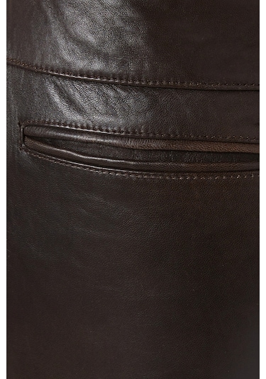 Represent Drive Pants, Lüks Deri Trousers İle Modern Ve Zarif Stil Kahverengi