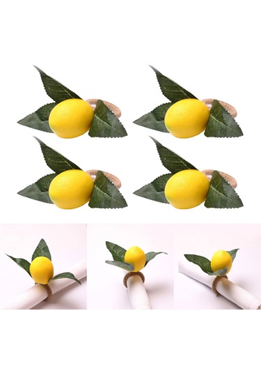 Homyl 4x Peçete Toka Malzemeleri Parti Düğün Ev Için Sarı Sarı