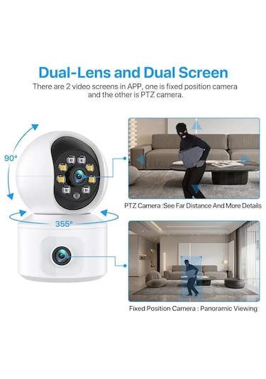 Laxsam Yeni Çift Lens Kablosuz Ip Kamera Cmr41 Güvenlik Kamerası