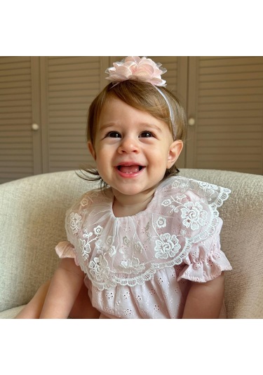 Dantel Yaka Bandanalı Fisto Kız Bebek Romper 001