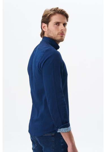 Arma Erkek Denim Jean Slim Fit / Dar Kesim Kot Dokuma Gömlek K9gkd1070 Lacivert