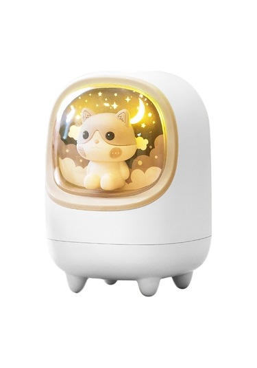 Agoodshop M23 Ev Nemlendirici, Sevimli Pet Uzay Kapsülü, Usb Hava Arıtma, Gece Lambası, 1200mah Büyük Pil