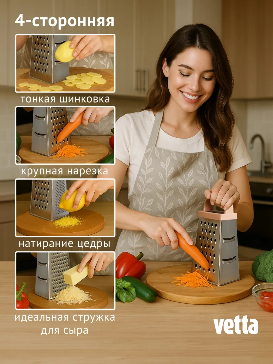 Vetta 4 Taraflı Rende 20 Cm 205386075 Paslanmaz Çelik