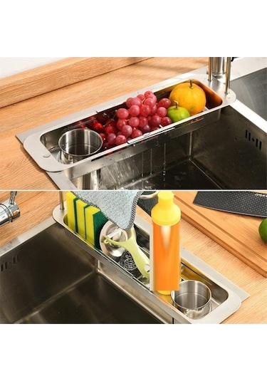 Tongxida Bosphorusboutique Süngerlik Rafı, Parlak Gümüş Genişletilebilir Drenaj Çelik C Hh Çok Renkli Çok Renkli