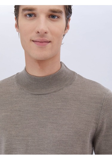 Kip Vizon Yarım Balıkçı Yaka Düz Örgü Yün Karışımlı Triko Çok Renkli