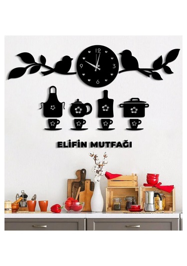 Modern Mutfak Kuş Dekoratif Duvar Saat-isim