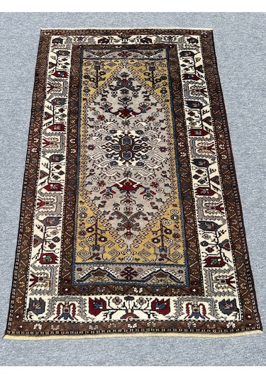 El Dokuma Sıfır Yahyalı Halısı 120x190 Kahve Krem Kök Boya Halı Kahverengi - Krem