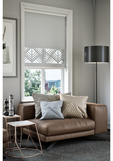 Lazer Kesim Mat Stor Perde, Lazer Kesimli Modern Serisi, M-101005 Gri Renk Gri