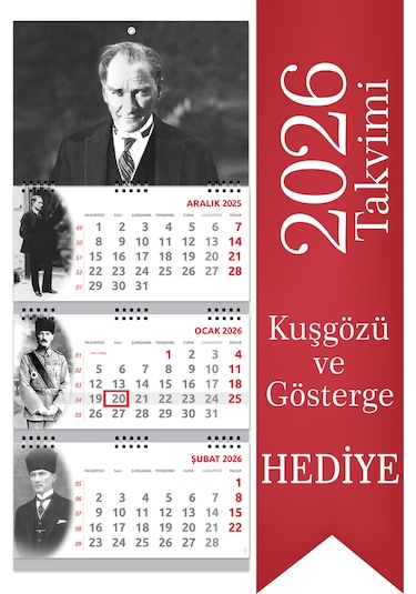 2026 Atatürk Gemici Takvimi Denizci Duvar Takvimi 33 x 77.5 CM