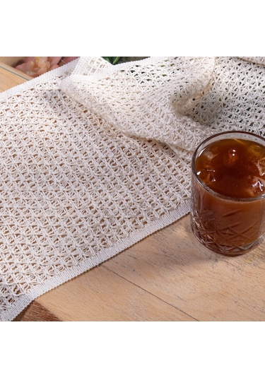 Vivamaison Pamuk Dantel Runner Masa Örtüsü Krem 30 x 150 CM