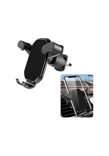 Yifomall Araç Telefon Tutucu, 360 Derece Döner, Metal Klipsli Havalandırma Çıkışı, Sert Yollarda Sabit, Evrensel Telefon Uyumlu Siyah