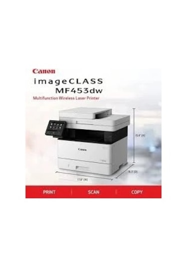 Canon İ-sensys Mf-453dw A4 Mono Çok Fonksiyonlu Lazer Yazıcı 38 Ppm, 1200 1200 Dpi, 50 Sayfa Adf & Wi-fi