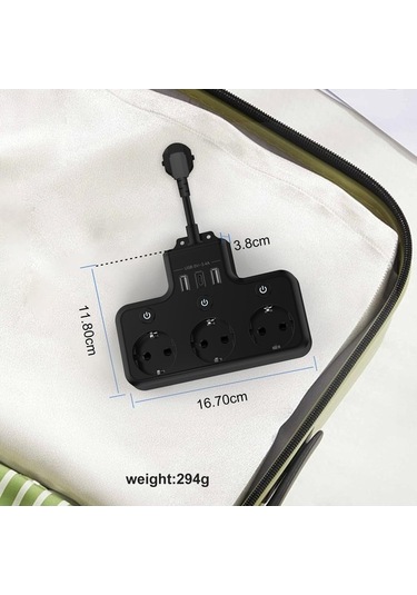 Novahub Qianfan Dörtlü Priz Bağımsız Anahtar 3 Soket+3 Usb Şarj