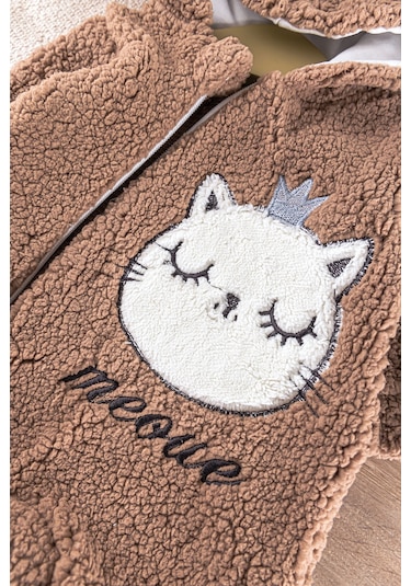 Babymod Kedi Figürlü Peluş Welsoft Kız/erkek Bebek Tulum Kahverengi
