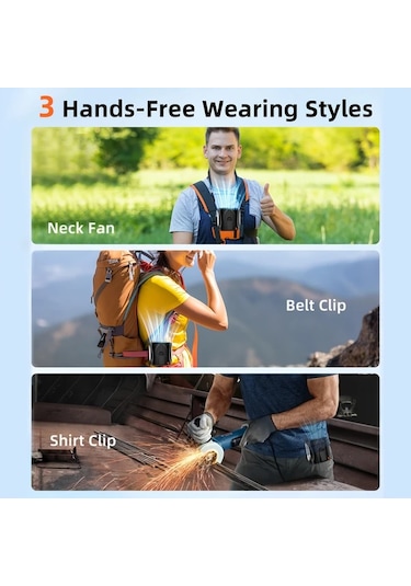 Xuweiwei Taşınabilir Bel Fanı Yeşil Metal Dekor 6 Hız 16000rpm Şarj Edilebilir 6000mah Nikel Pil Usb Şarj İç Dış Mekan Kullanımı