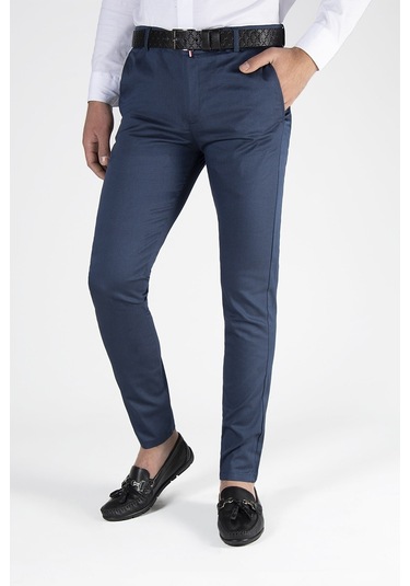 Erkek Slim Fit Petekli Italyan Kesim Keten Pantolon 21k-2200420-6 Gece Mavisi Gece Mavisi