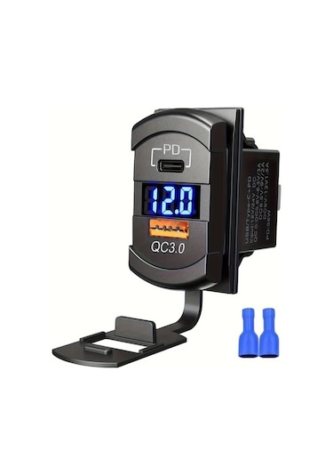 Boatshop1 Bluray Tel Sigorta 12v 24v Usb Rocker Switch Soketi Kapakli Pd Qc3 Led Voltmetre Tekne Rv Motosiklet Deniz Anahtar Panelleri Pilsiz