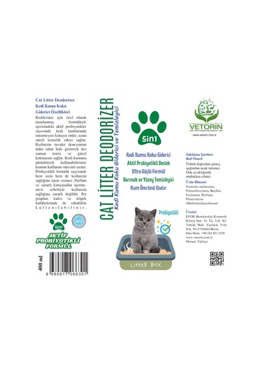 Vetorin Probiyotikli Kedi Kumu Koku Giderici 400 ML