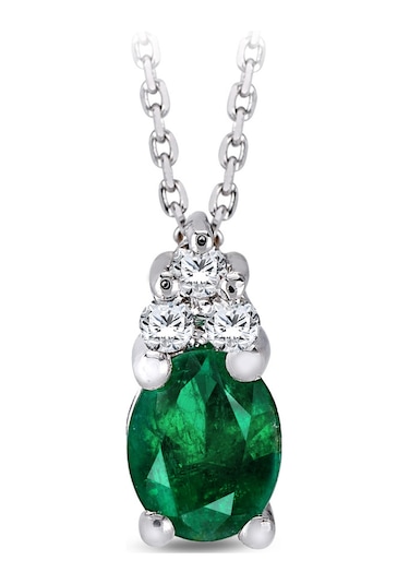 0.26 Karat Pırlantalı Zümrüt Kolye
