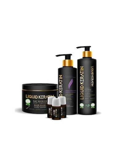 Liquid Keratin Ekstra Onarıcı Kremli Keratin Saç Bakım Seti 4'lü