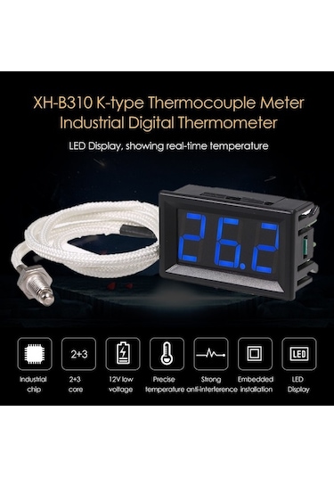 Tongxida Yüksek Hassasiyetli Endüstriyel Dijital Termometre -30 C İla 800 C Ölçüm, M6 Dişli K Tipi Termokupl 112 Karakter