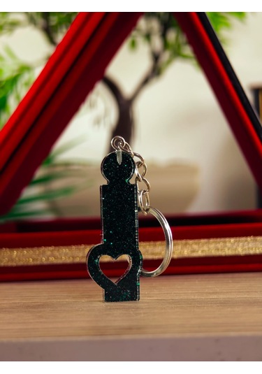 Harfli Anahtarlık Epoksi Kişiye Özel Yapım El Yapımı Harf Anahtarlık Kalp Model Özel Tasarım Hediyelik Ürün Kalp Desenli Simli Anahtarlık Altın - Beyaz