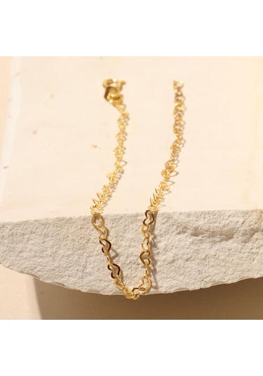 Zincir Kalp Bileklik 717011 Gold