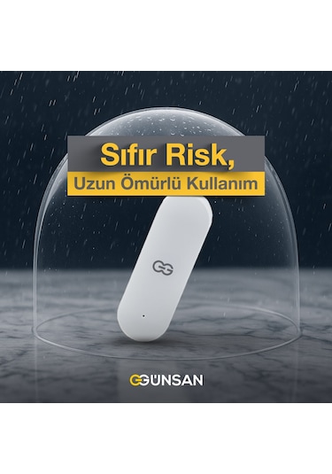 Günsan Akıllı Wifi Su Kaçağı Dedektörü Kablolu Tuya & Smart Life Uyumlu