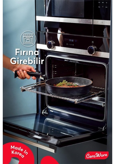 Ceraware Hona Daily 9 Parça Tak Çıkar Saplı Iç Içe Geçebilen Seramik Yapışmaz Tencere Tava Seti Siyah