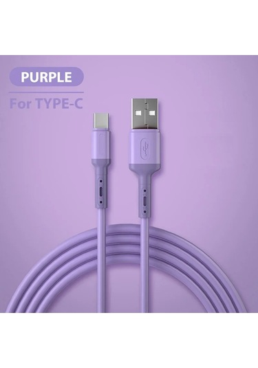 Nnbılı 3a Usb C Kablosu Hızlı Şarj Tip C Sıvı Yumuşak Silikon Veri Kablosu Purple 1m Diğer