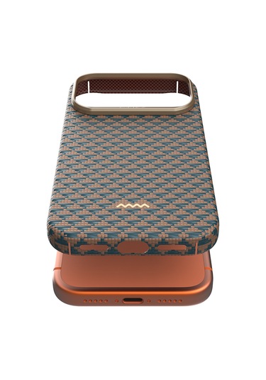 İphone 17 Pro Max Uyumlu Kılıf M-safe Şarj Özellikli Raptic Aramid Skin Origin Seri Kapak Gold-mavi Mavi - Gold