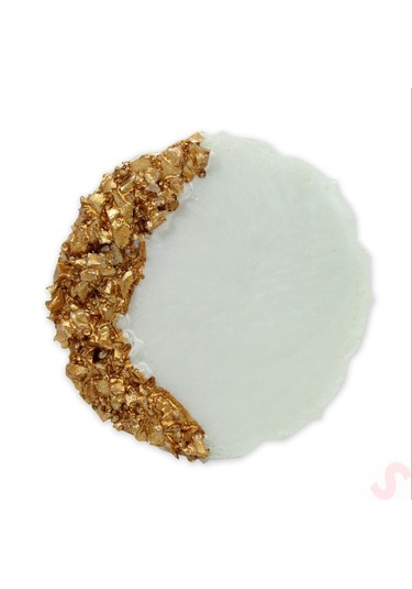 Kutulu Ve Süslü 6,50 Cm Epoksi Taşlı Magnet, Altın - 10 Adet Altın