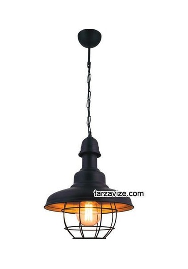 Tarzavize Trt10 Dekoratif Siyah Kafesli Retro Sarkıt Avize