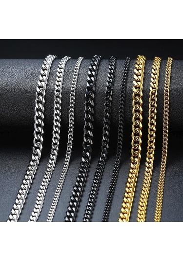 Gümüş Erkekler Kadınlar İçin 9 Boyutu Bilezikler Paslanmaz Çelik Curb Küba Link Zinciri Bilezikler Parti Takı Hediye 50cmx7mm