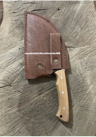 Dmr Dövme Çelik Karbon Çelik Satır Kamp Satırı Avcı Satırı Deri Kılıflı Satır Kahve