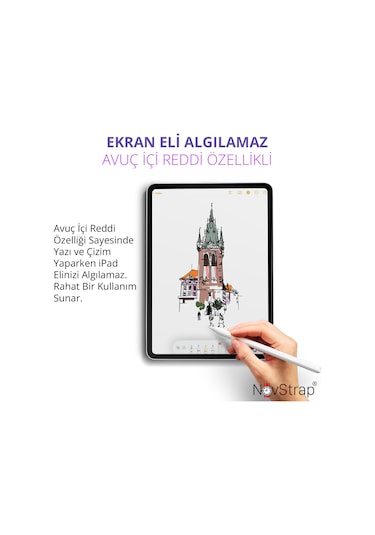 Novstrap  İpad Pro 12.9 2/3/4/5/6 Nesil İle Uyumlu Dokunmatik Tablet Kalemi 2. Nesil Smart Pencil Stylus Manyetik Şarj Avuç İçi Reddi