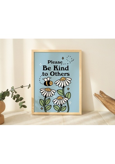 Arı Çiçek Duvarı, Nazik Olun, Retro Çiçek Duvar Dekoru, Çiçek Sanatı