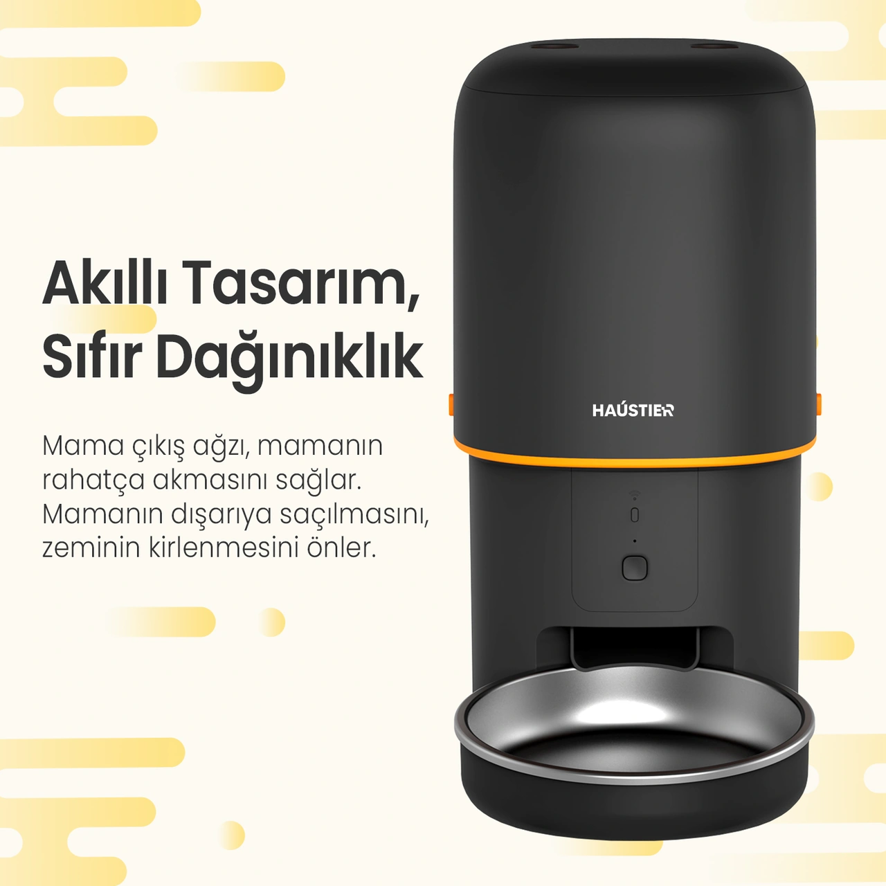 Haustier Pf02 Siyah Akıllı Kedi Köpek Otomatik Mama Kabı, App