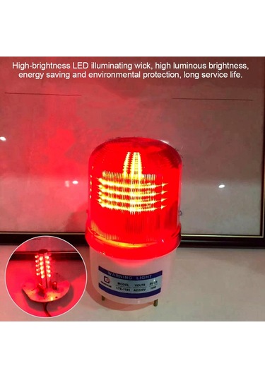 Geeroyoo Ac220v Led Döner Alarm Işığı - Yüksek Parlaklık, Su Geçirmez, Abs Kasa, Trafik Ve İnşaat Uygulamaları