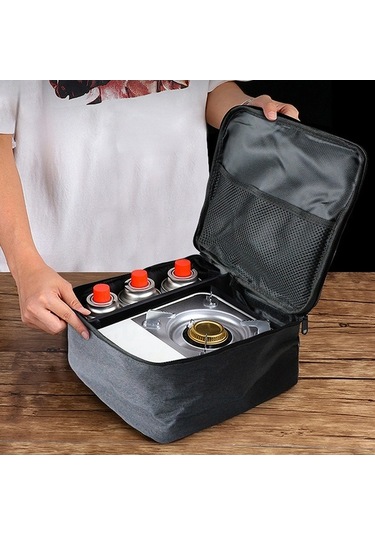 Ebitda Açık Alan Kampı Mini Ocak Depolama Çantası - Taşınabilir Gaz Ocağı Poşeti - Oxford Kumaş - Koyu Gri - Kullanışlı Taşıma Çantası Koyu Gri