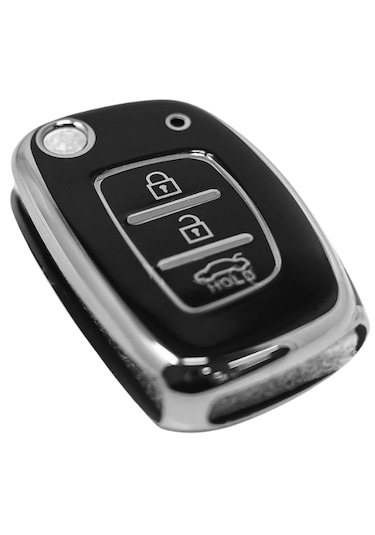 Hyundai Santafe Elentra Solanis İ20 İoniq İ30 Tucson İx35 3 Buton Nano Anahtar Kılıfı Siyah