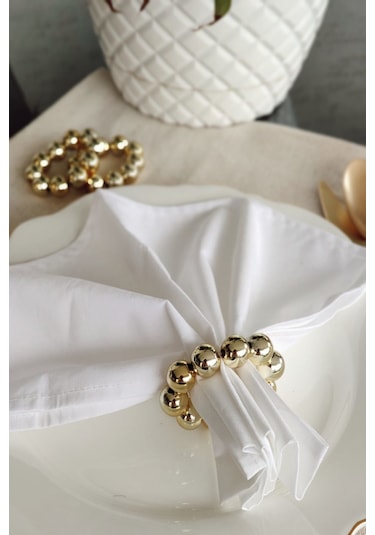 6'lı Gold Parlak Boncuklu Peçete Yüzüğü