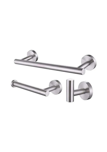 Pazly Tuvalet Tutucu Suntek Seti Raf Kağıdı Gümüş Fırçalanmış Duş Askısı 3x Cz Fırçalanmış Gümüş