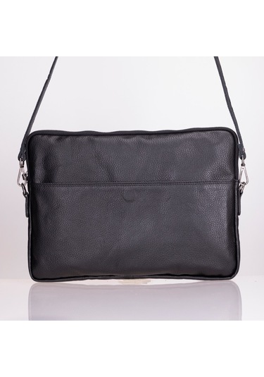 Leeds 14 İnç Macbook Ve Pc Uyumlu, Hakiki Deri, El Yapımı Kılıf, Kömür Siyahı Siyah