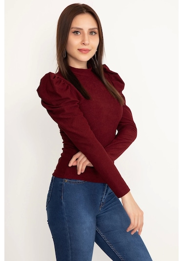 Prenses Kol Bluz Bordo W3125 Bordo