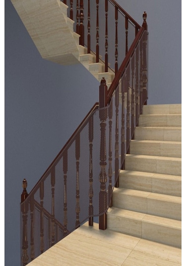 Kahverengi Güvenlik Kapısı Bebek Merdiven Balkon Güvenlik Filesi Evcil Hayvan Filesi 2.35mt X 75cm Çok Renkli