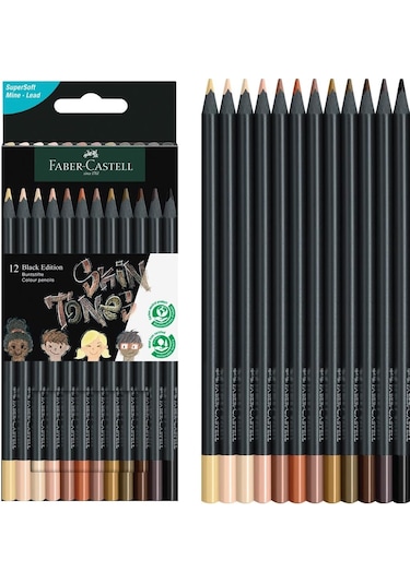 Faber-castell Black Edition Boya Kalemi 12 Li Skin Tones, Siyah L